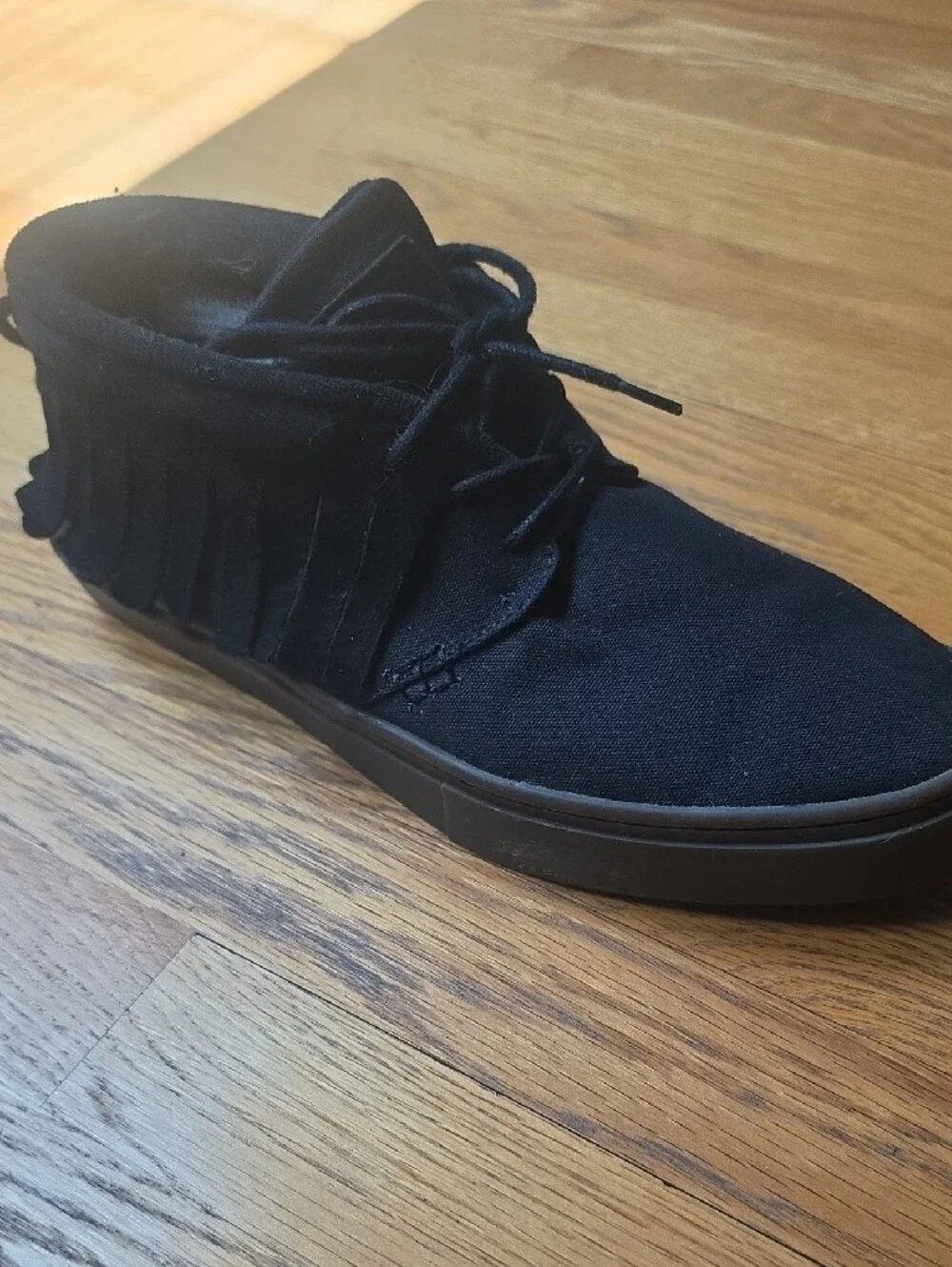 Men's Clear WeatherBlack Suede Mid-Top Casual Shoes with Fringe